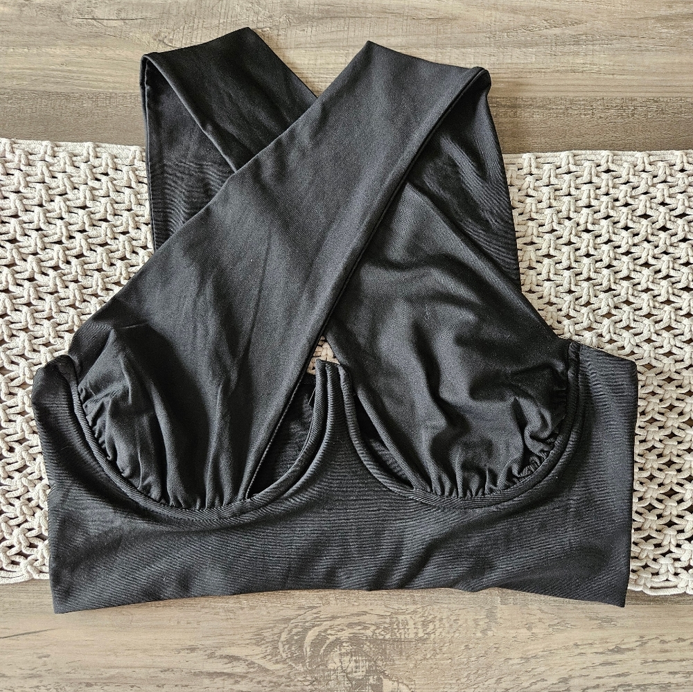 SHEIN black wrap top